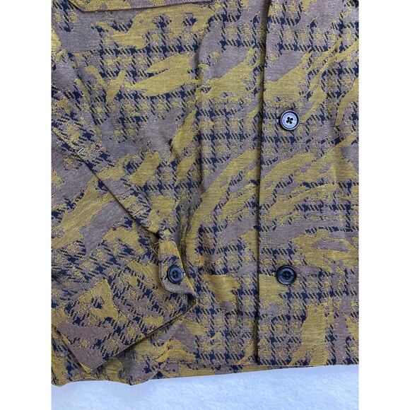 NWT J.Lindeberg Mens Reid Camo Check Jacquard Shirt, Daylily, Large, 400$ - Picture 5 of 6
